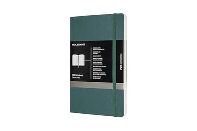 Moleskine Pro anteckningsbok, professionell kontorsanteckningsbok, mjukt omslag och elastisk stängning, 192 sidor, färg skog grön, stort format 13 x 21 cm