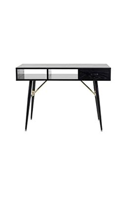 Gold Desk - Black Veneer - Black Legs - Détails en Laiton