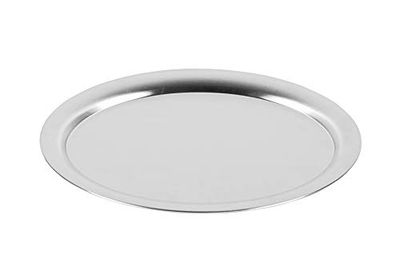 APS plateau de service Kaffeehaus, plateau classique de café viennois, plateau en acier inoxydable, poli mat, ovale, bord roulé, 26,5 x 19 cm, hauteur 1 cm