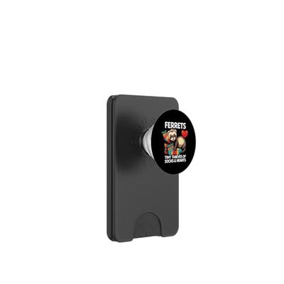 Cute Ferret Tiny Thieves of Socks & Hearts Funny Pet PopSockets PopWallet para MagSafe