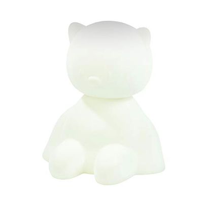 Nattou Veilleuse de Nuit Chat LED en Silicone, Activation Vocale, 7 Lumières, Sans BPA, 13.5 x 10.5 x 15 cm, Silicone, Blanc