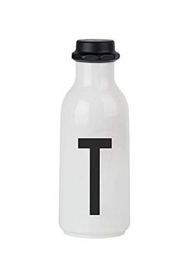 Design Letters Go Gourde 500ml | Bouteille d’eau sans BPA BPS| Reutilisable Gourde étanche pour Le Sport| Tritan Water bottle personnalisé A-Z pour Femme et Homme |Gourde Les Voyage la randonnée blanc