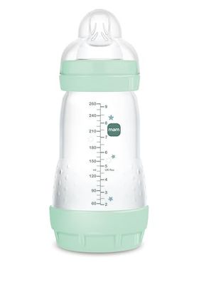 MAM Biberón Anticólicos, 2-4 Meses, 260ml, con Tetina 2 Flujo Medio de Silicona de Fácil Aceptación, Autoesterilizable y Fácil de Limpiar, MAM Easy Start Anti-Colic, Azul Brillante, Pack de 1ud