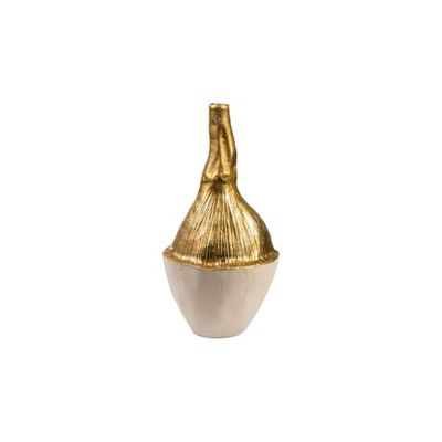 Romimex Vaas, wit/goud, aluminium, 18 x 36 x 17 cm