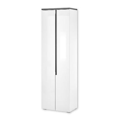 Stella Trading BOSTON Armoire de vestiaire en blanc, anthracite - Armoire de vestiaire moderne avec beaucoup d'espace de rangement - 60 x 197 x 38 cm (L/H/P)