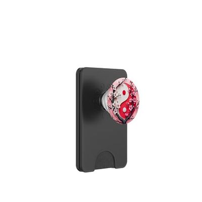 Yin Yang Cherry Blossom Sakura Rose Floral Pink Yin y Yang PopSockets PopWallet para MagSafe