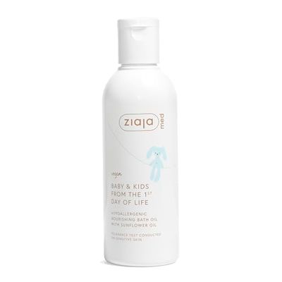 BABY & KIDS Hypoallergenisk, näringsrik badolja, parfymfri, nyfödd | 90% naturliga ingredienser, rengör och återfuktar utan skum från ZIAJA MED