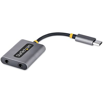 StarTech.com Divisor USB-C de Auriculares - Adaptador USB Tipo C a 2 Auriculares - Multiplicador para Dos Auriculares con Micrófono - DAC Externo 24 Bits USB C a Audio de 3,5mm (USBC-AUDIO-SPLITTER)