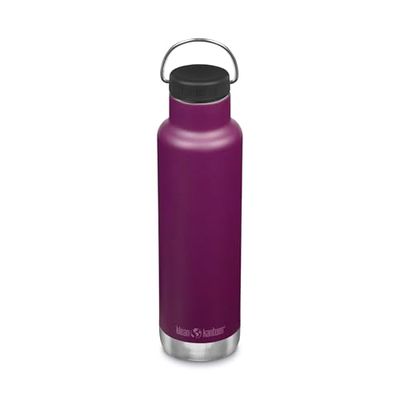 Klean Kanteen Klasyczna izolowana butelka na wodę z zakrętką - butelka na wodę ze stali nierdzewnej - 590 ml, fioletowy eliksir - powrót do szkoły nawodnienie