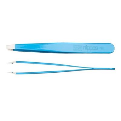 nippes Solingen Tweezers with Straight tip, Stainless Steel, 9.5 cm, Blue, Tweezers, Eyebrow Plucking, Tweezers Pointed for Precise Hair Removal, Made in Germany