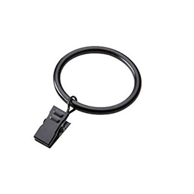 Bulk Hardware BH06723 Anneau de tringle à rideau et clips ID 25 mm/OD 32 mm Noir