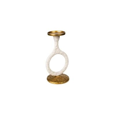 Romimex Kandelaar, wit/goud, aluminium, 14 x 25 x 13 cm, cirkel
