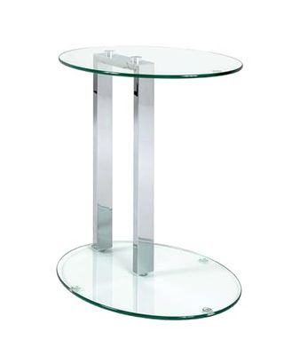 HAKU Möbel Mesa lateral cromada, metal, vidro de segurança 8 mm - Dim. : AN 45 cm x L 50 cm x P 35 cm, estilo: Moderno