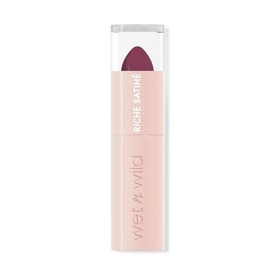 Wet n Wild Rich Satin Lip Color, Rossetto a Lunga Durata, Effetto Finito Satinato, Formula Idratante che non Asciuga e Riccamente Pigmentata, Texture Liscia e Vellutata, Berried Life