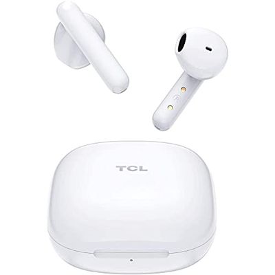 TCL - MoveAUDIO S150 draadloze hoofdtelefoon (Bluetooth 5.0, snel opladen, extra dunne oplaadhoes, tot 3,5 uur luistertijd, touch), wit