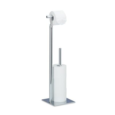 Relaxdays debout support pour rouleau de papier toilette, EN ACIER SUR PIED SUPPORT POUR Rouleau pour 4 rouleaux TP, Chromé, 71 x 20 x 20 cm, Argent