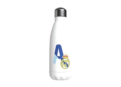 Real Madrid - waterfles, roestvrij staal, hermetische afsluiting, fles, kantine met letter A-ontwerp, 550 ml, witte kleur, officieel product (CyP Brands)
