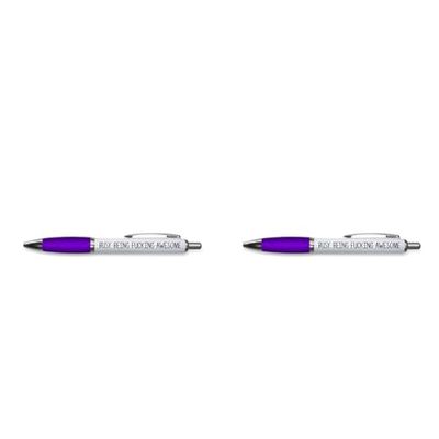 Rude Pens For Adults | Funny Boss Gifts Leaving Presents For Colleagues | Silly Ballpoint Pen Novelty Funky Stationery Quirky Gift Office Desk Accessories (Purple_PAP16) (Pack of 2)