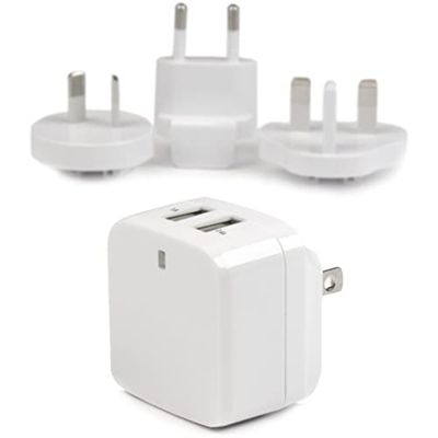StarTech.com Travel USB Wall Charger - 2 Port - White - Universal Travel Adapter - International Power Adapter - USB Charger (USB2PACWH)