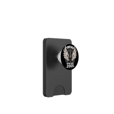Vintage Rockin' Since 2005 – 20 Years of Frets and Freedom PopSockets PopWallet para MagSafe