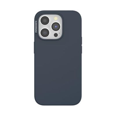 PopSockets Custodia per iPhone 15 Pro compatibile con MagSafe, custodia per iPhone 15 Pro, compatibile con ricarica wireless, blu navy