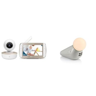 Motorola Nursery - Pack VM75 + S1, Vigilabebés con Monitor Visión Nocturna, Medidor de Temperatura y Luz Nocturna con Sonidos Relajantes para Bebés y Niños