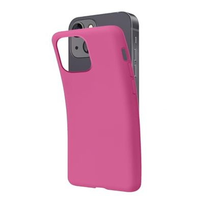 SBS Cover per iPhone 13 Mini Fucsia Pantone 806 C, Custodia Morbida e Flessibile Antigraffio, Cover Sottile e Comoda da Tenere in Tasca, Custodia Compatibile con Ricarica Wireless