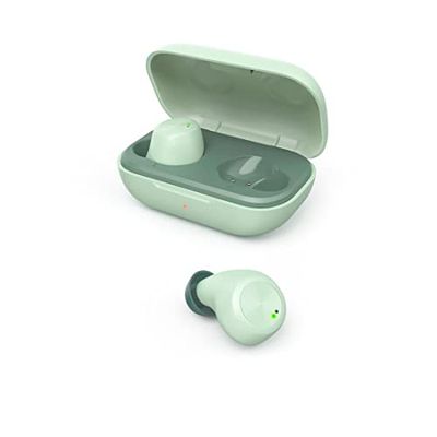 Hama Cuffie Bluetooth senza fili (auricolari in-ear con microfono, cuffie sportive resistenti agli spruzzi d'acqua IPX4, cuffie leggere senza cavo con scatola di ricarica, cuffie True Wireless Headset, batteria fino a 14 ore, verde menta