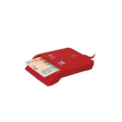 Woxter Leitor de DNI eletrónico vermelho - leitor de DNI eletrónico inteligente, DNI 3.0 e 4.0, Plug & Play, compatível com PC e Mac