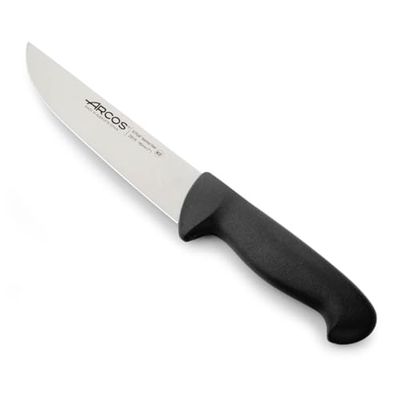 Arcos Couteau de Boucher en Acier Nitrum – Couteau à Steak avec Poignée en Polypropylène, Système d'Identification de Couleur pour Utilisation Prolongée – Noir, Série 2900