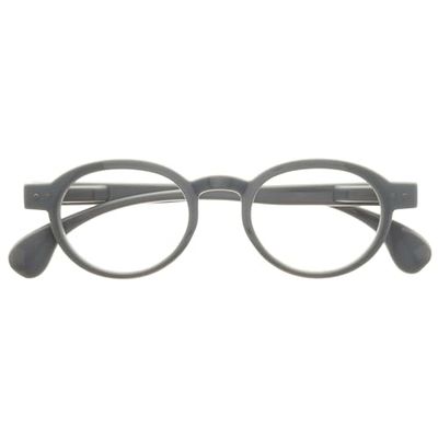 OPULIZE OCA Gafas de Lectura - Montura Moderna Retro Redonda - Gris Brillante - Hombre Mujer - Bisagras de Muelle - R54-7 - +2.50