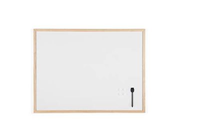 Bi-Office Lavagna Magnetica Bianca Basic Con Cornice In Legno, Superficie Speciale Cancellabile A Secco, 800 x 600 mm