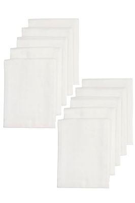 Meyco Baby muslin nappies 10 - pack (fraldas de tecido de algodão 100 % hidrofílico, panos para arrotar, super macios, boa absorção de humidade e secagem rápida, tamanho: 70 x 70 cm), branco