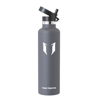 Super Sparrow Vattenflaska - 1L - Rostfritt Stål Metallflaska - Termos Standard Mun - Giftfri BPA-Fri - Perfekt Som Sportflaska