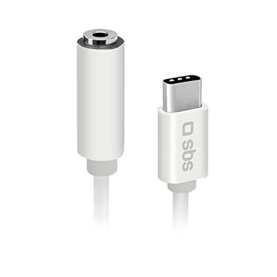 SBS Adaptador de Audio de 3,5 mm a USB C Macho de Metal para Smartphone, Auriculares, estéreo HiFi, Altavoces y Auriculares, Cable de 9 cm para música y Llamadas