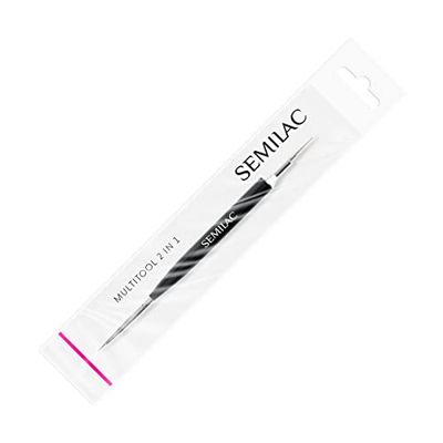 Semilac Multiverktyg 2-i-1 multifunktionell nageldesign verktyg tunn borste och klänning med boll