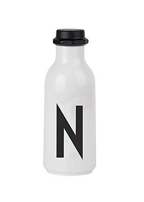 Design Letters Botella de Agua Blanco 500 Ml (A-Z) | Botella Agua para Niño, Adults | Botellas Agua Niños Colegio Libre BPA/BPS | Garrafa Agua Personalizada | Botella Agua Irrompible a Prueba de Fugas