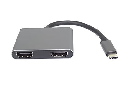 PremiumCord MST Adaptateur 4K USB-C vers 2 x HDMI, USB 3.1 Type C mâle vers 2 x HDMI Femelle, Fonctions de Miroir, USB 3.0, PD, résolution 4K, Full HD 1080p