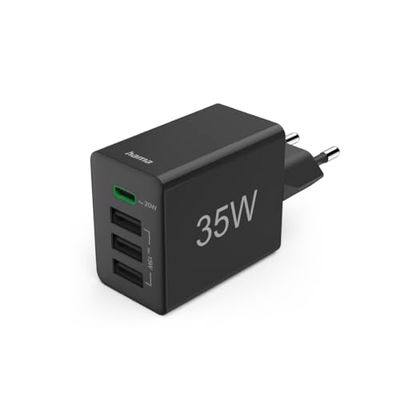 Hama Caricatore rapido, 1 x USB-C PD, 3 x USB-A, mini caricabatterie, 35 W, nero