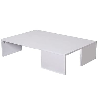 BAKAJI café Blanche Table Basse en Bois Design Moderne Blanc, Standard