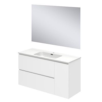 Baikal Duo, Mélamine 16 mm Bois Lavabo en céramique, Blanc, 120