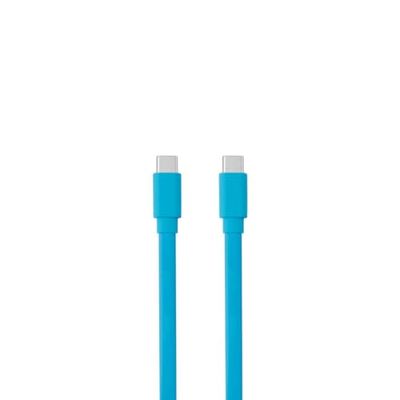 WE USB-C mannelijke/USB-C mannelijke kabel plat 1 m - Opladen 60W (3A/20V) - USB 2.0 - blauw - raakt niet in de war