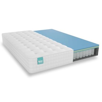 ZZ DON DESCANSO NALUI Galana Matelas à mémoire de Forme avec Noyau à Ressorts ensachés 80 x 200 cm avec viscogel, Tissu Stretch Cachemire et 3D. Hauteur : ± 26 cm, fermeté Douce, fabriqué en Espagne