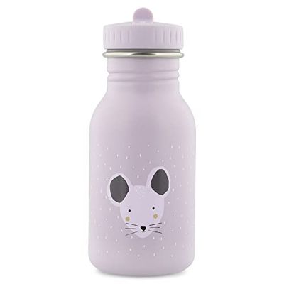 Trixie Drinking Bottle - Mrs. Mouse - 350ml Stainless Steel Water Bottle for Kids - Violet - Leakproof - Eco-Friendly and BPA-Free
