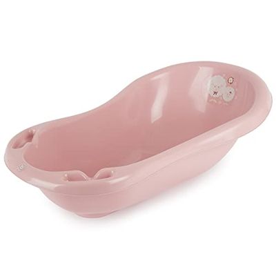 Bieco Banheira ergonómica para bebés Trend rosa, de 0 a 36 meses, 100 cm, banheira sem substâncias nocivas, com tampa para recém-nascidos, muito durável, fabricada na Europa, 11181408