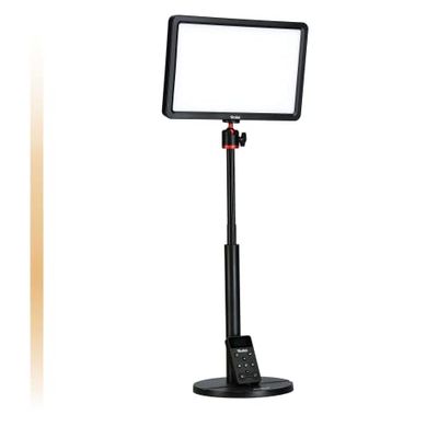 Rollei Lumis Key-Light, luce video a LED con treppiedi da tavolo e un telecomando sul cavo. Grande lampada da desktop Bi-Color con 192 LED dimmerabili (96 bianco caldo + 96 bianco freddo)