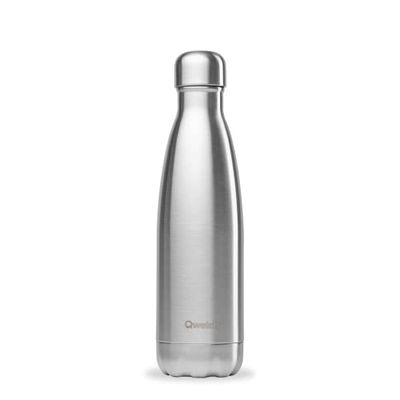 Qwetch - Borraccia Termica 500 ml in Acciaio Inox Spazzolato Originals - 24h Freddo, 12h Caldo - Ermetica, Senza BPA & Riutilizzabile - Bottiglia Termica per Sport, Ufficio, Viaggi, Escursioni