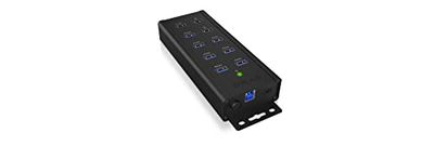 ICY BOX IB-HUB1703-QC3 Concentrador de 7 portas USB 3.0 ativo com fonte de alimentação (12 V/5 A), 3 portas de carregamento, montagem na parede, Quick Charge 3.0, alumínio, IB-HUB1703-QCCCCCCCC3 3