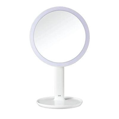 EKO iMira 5x Magnifying LED Mirror 7'', Advanced Ultra Clear Mirror, Rechargeable Light Up, 5x Magnification, Matte White