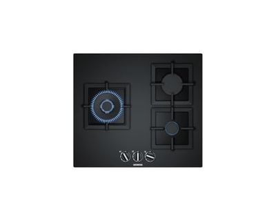 Siemens - Placa de gás, 60 cm, 3 queimadores, Wok, stepFlame, vidro preto, EP6A6CB20
